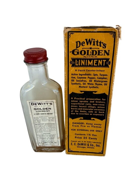 E.C. DeWitt & Co. Other - E.C. DeWitt & Co. Golden Liniment Bottle Original Box - Vintage Remedy 1.75 Oz